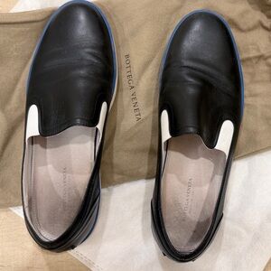 Bottega Veneta Black  Leather Slip on Sneakers